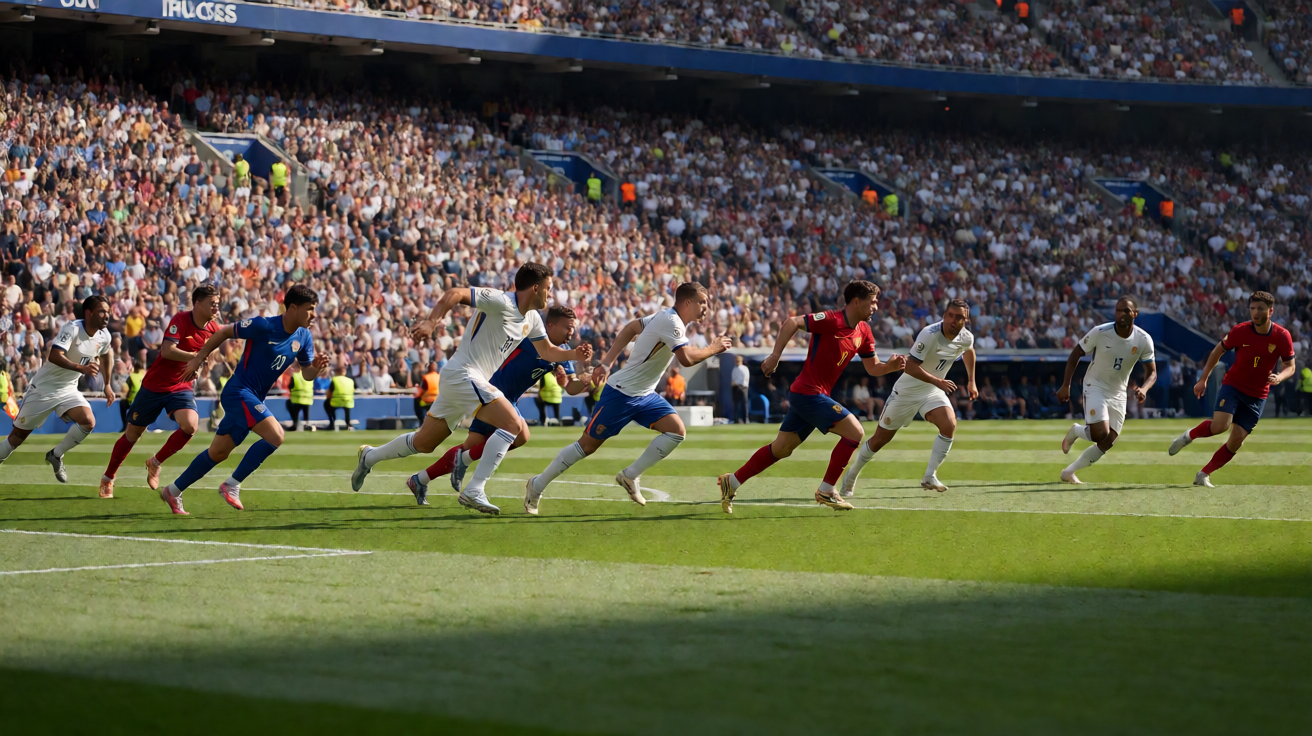 足球比赛场地与球员跑位画面,足球赛事解决方案配图